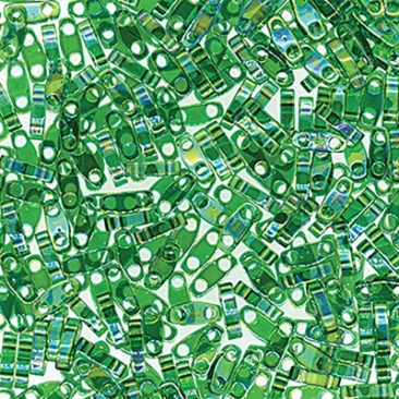 Miyuki beads Quarter Tila, colour: Transparent Green AB, tube with approx. 7,2 gr.