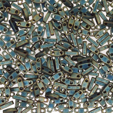 Perles Miyuki Quarter Tila, couleur : Matt Metallic Patina Irisant, tube d'environ 7,2 gr