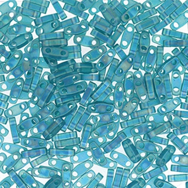 Miyuki beads Quarter Tila, colour: Matt Transparent Teal AB, tube with approx. 7,2 gr.