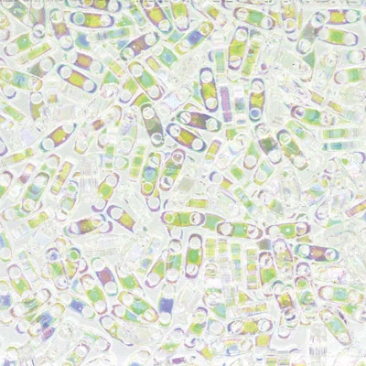 Perles Miyuki Quarter Tila, couleur : Clear Transparent Rainbow, tube d'environ 7,2 gr