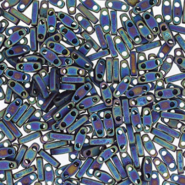 Miyuki beads Quarter Tila, colour: Matt Black AB, tube with approx. 7,2 gr.