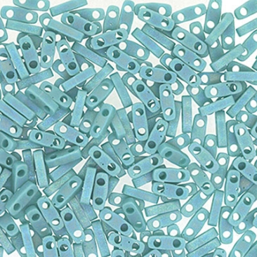 Miyuki beads Quarter Tila, colour: Matt Opaque Turquoise AB, tube with approx. 7,2 gr.