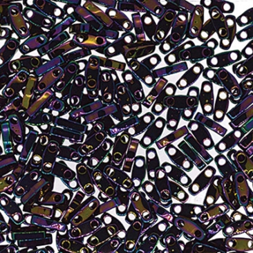 Perles Miyuki Quarter Tila, couleur : Metallic Purple Irising, tube d'environ 7,2 gr