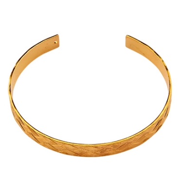 Straw pattern bangle with one hole diameter 1.3 mm, gold plated