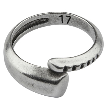 Finger ring, inner diameter 18.0 mm, adjustable, silver-plated