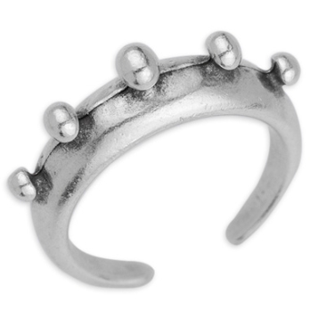 Ring met balletjes, binnendiameter 17 mm, verzilverd