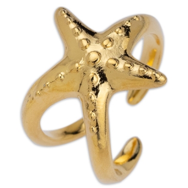 Ring starfish, inner diameter 17 mm, gold plated