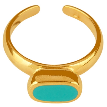 Ring mit ovaler emaillierter Fläche, 8x4 mm, vergoldet, Innendurchmesser 17 mm
