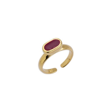 Ring with oval enamelled face, 8x4 mm, gold-plated, inner diameter 17 mm
