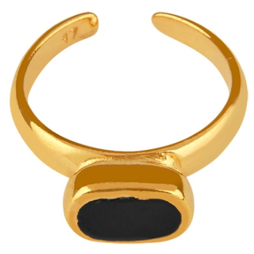 Ring met ovaal geëmailleerd vlak, 8x4 mm, verguld, binnendiameter 17 mm