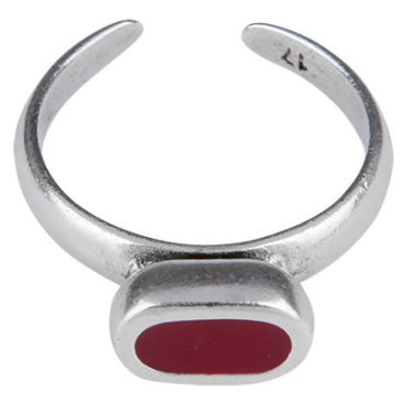 Ring with oval enamelled face, 8x4 mm, silver-plated, inner diameter 17 mm
