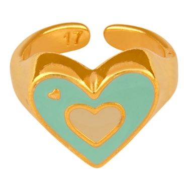 Ring heart, gold-plated, inner diameter 17 mm