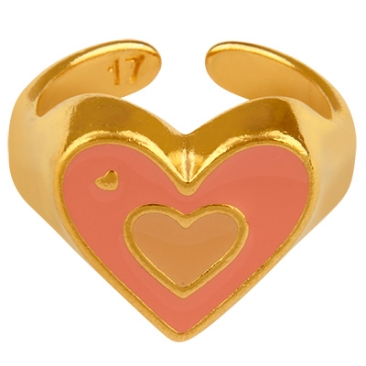 Anneau cœur, doré, diamètre intérieur 17 mm