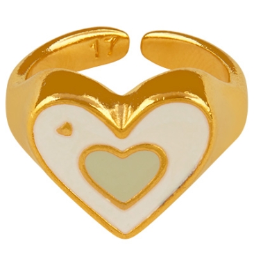 Anneau cœur, doré, diamètre intérieur 17 mm