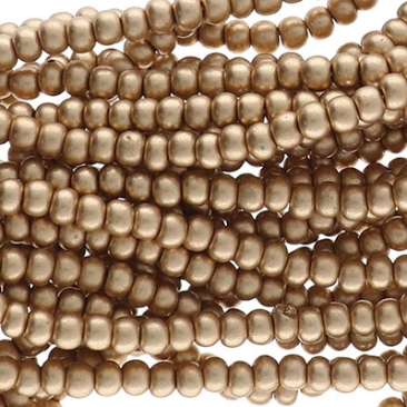 11/0 Preciosa Rocailles Perlen, Rund (ca. 2 mm), Farbe: Pale Bronze Gold, Röhrchen mit ca. 24 Gramm