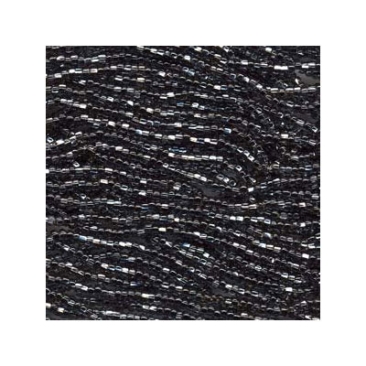 11/0 Preciosa Rocailles Perlen, Rund (ca. 2 mm), Farbe: Black Diamond Silverlined, Röhrchen mit ca. 24 Gramm