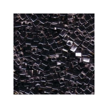 Miyuki kubus 4 mm, kleur: kristal, frabeinzug: zwart, ca. 20 gr