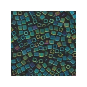 Miyuki cube 4 mm, matt metallic teal iridescent, approx. 20 gr