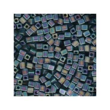 Miyuki cube 4 mm, mat transparent teal AB, environ 20 gr