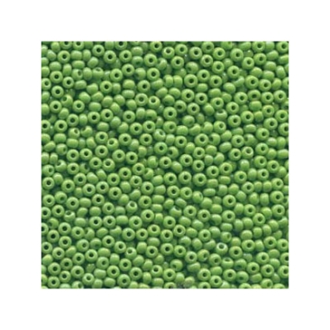 6/0 Preciosa Rocailles Perlen, Rund (ca. 4 mm), Farbe: Pale Green AB, Röhrchen mit ca. 20 Gramm