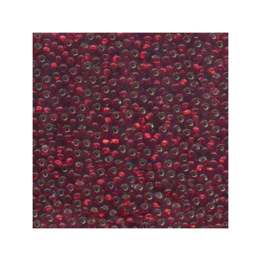 6/0 Preciosa Rocailles Perlen, Rund (ca. 4 mm), Farbe: Light Ruby Silverlined, Röhrchen mit ca. 20 Gramm
