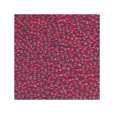 6/0 Preciosa Rocailles Perlen, Rund (ca. 4 mm), Farbe: Ruby Silverlined, Röhrchen mit ca. 20 Gramm
