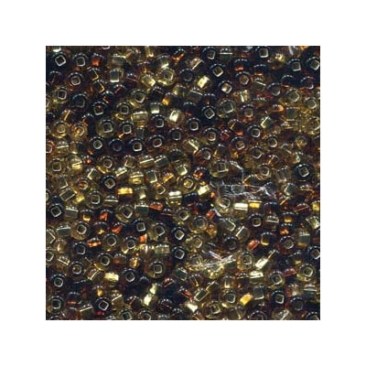 6/0 Preciosa Rocailles Perlen, Rund (ca. 4 mm), Farbe: Topaz Silver Lined Mix, Röhrchen mit ca. 24 Gramm