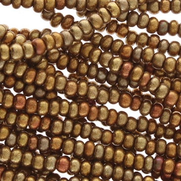 8/0 Preciosa Rocailles Perlen, Rund (ca. 3 mm), Farbe: Gold Rainbow, Röhrchen mit ca. 22 Gramm