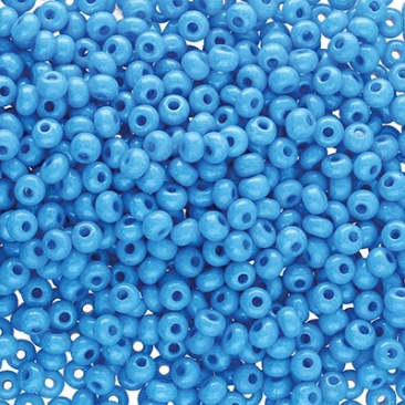 8/0 Preciosa Rocailles Perlen, Rund (ca. 3 mm), Farbe: Opal Blue Dyed Terra, Röhrchen mit ca. 22 Gramm