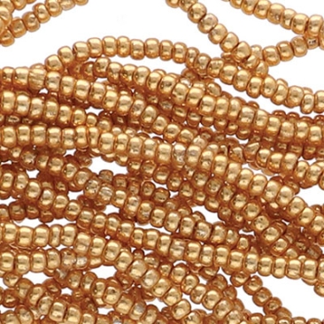 8/0 Preciosa Rocailles Perlen, Rund (ca. 3 mm), Farbe: Gold Metallic, Röhrchen mit ca. 22 Gramm