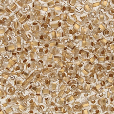 8/0 Preciosa Rocailles Perlen, Rund (ca. 3 mm), Farbe: Crystal Bronzelined, Röhrchen mit ca. 22 Gramm