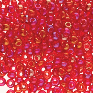 8/0 Preciosa Rocailles Perlen, Rund (ca. 3 mm), Farbe: Ruby AB, Röhrchen mit ca. 22 Gramm