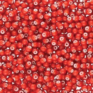 8/0 Preciosa Rocailles Perlen, Rund (ca. 3 mm), Farbe: Cornelian Red, Röhrchen mit ca. 22 Gramm