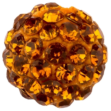 Shamballa Perle, Kugel, Durchmesser 10 mm, Farbe: Topaz, Lochdurchmesser: 1,5 mm