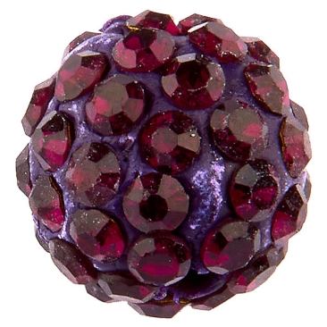 Shamballa Perle, Kugel, Durchmesser 10 mm, Farbe: Amethyst, Lochdurchmesser: 1,5 mm