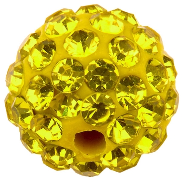 Shamballa Perle, Kugel, Durchmesser 10 mm, Farbe: Citrine, Lochdurchmesser: 1,5 mm