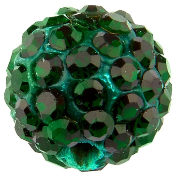 Shamballa Perle, Kugel, Durchmesser 10 mm, Farbe: Emerald, Lochdurchmesser: 1,5 mm