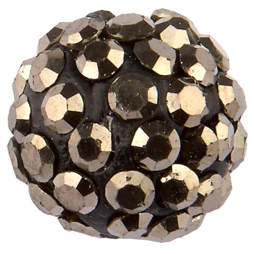 Shamballa Perle, Kugel, Durchmesser 10 mm, Farbe: Hematite, Lochdurchmesser: 1,5 mm