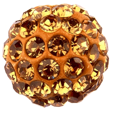 Shamballa Perle, Kugel, Durchmesser 10 mm, Farbe: Light Colorado Topaz, Lochdurchmesser: 1,5 mm