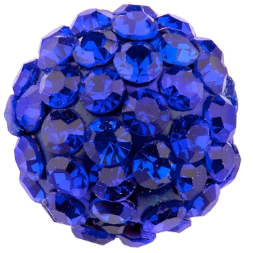 Shamballa Perle, Kugel, Durchmesser 10 mm,  Farbe: Sapphire, Lochdurchmesser: 1,5 mm