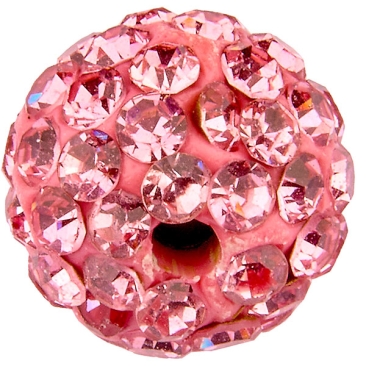 Shamballa Perle, Kugel, Durchmesser 10 mm, Farbe: Light Rose, Lochdurchmesser: 1,5 mm