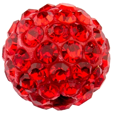 Shamballa Perle, Kugel, Durchmesser 10 mm, Farbe: Light Siam, Lochdurchmesser: 1,5 mm