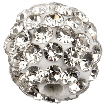 Shamballa Perle, Kugel, Durchmesser 10 mm, Farbe: Crystal, Lochdurchmesser: 1,5 mm