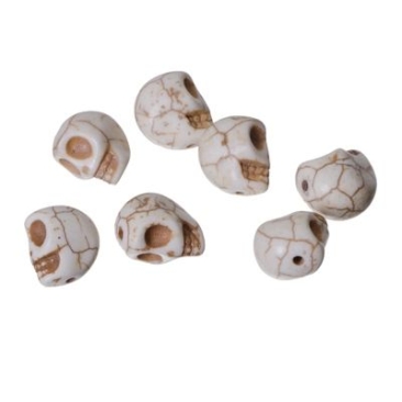 Gemstone beads skull, 7 pieces, white