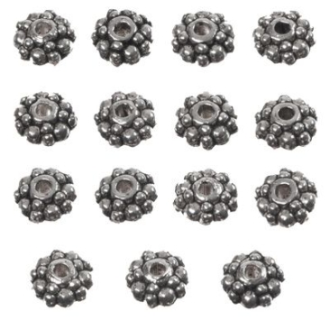 15 metal spacer flower, approx. 6 x 2 mm, silver-coloured