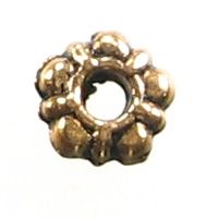 15 metal spacer flower, approx. 6 x 2 mm, gold-coloured