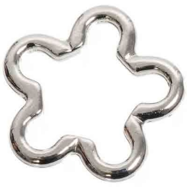 Metal element flower 20 mm, 6 pieces, silver-coloured