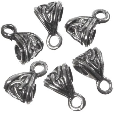 6 metalen kralen met hanger lus, 8 mm, zilverkleurig