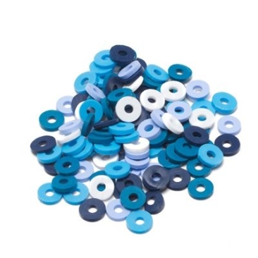 Katsuki Perles Mix, diamètre 6 mm, couleur : Blue Jeans, environ 100 pièces