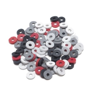 Katsuki Perlen Mix, Durchmesser 6 mm, Farbe: Schwarz/Grau/Rot, ca. 100 Stück